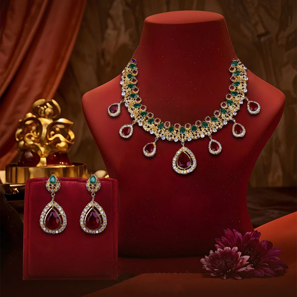 Vibrant Red & Green Stones Necklace